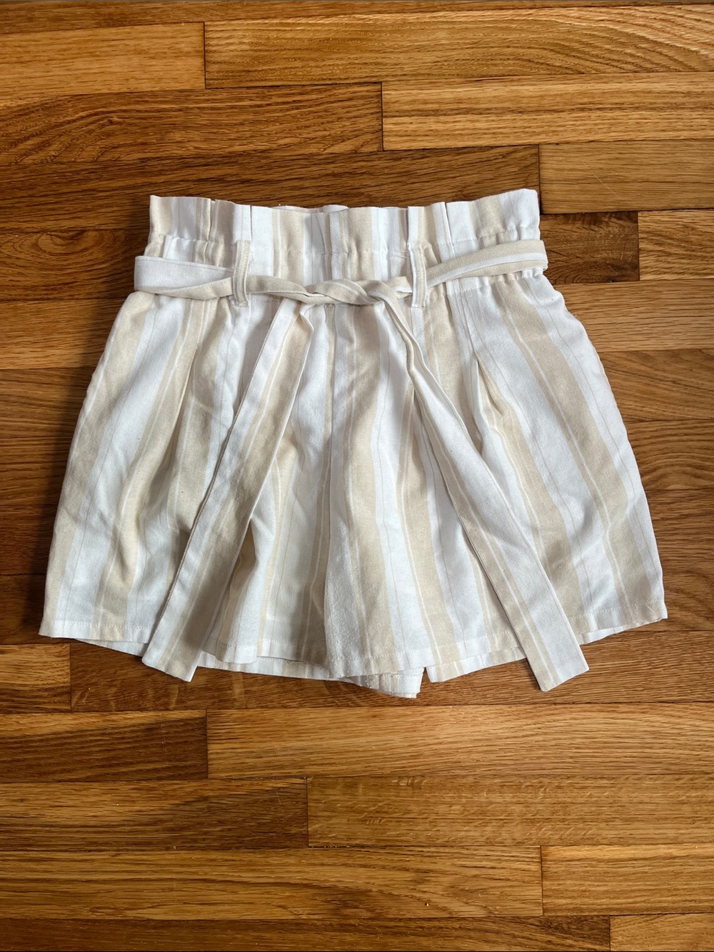 Francesca’s Striped High-Waisted Paperbag Shorts
